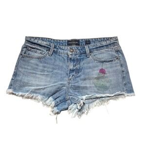lucky brand distressed denim shorts frayed cutoff jean shorts size 10 30
